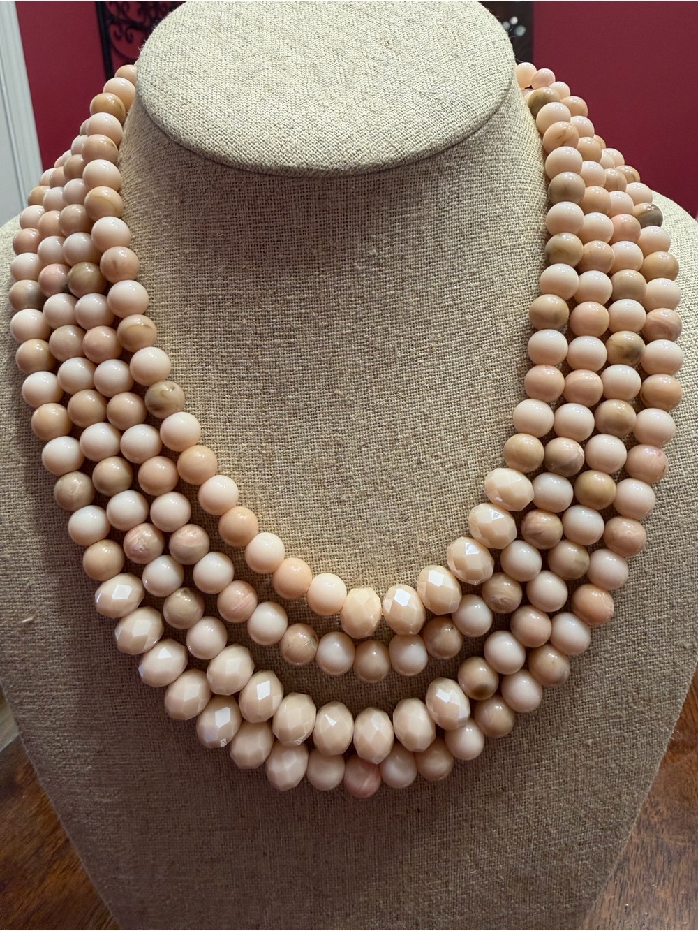 Multi-Strand nude glass Beaded Necklace - skye nude necklace